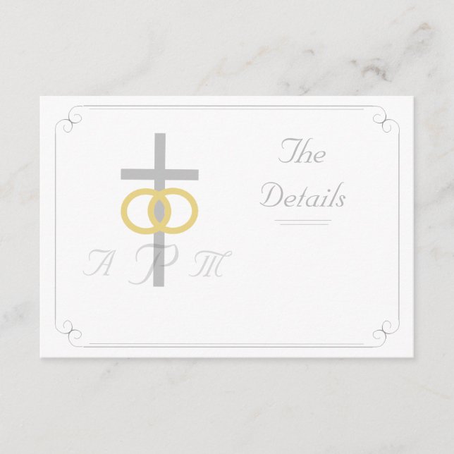 Elegant Monogrammed Catholic Wedding Enclosure Card (Front)