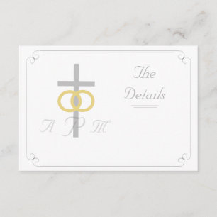 Elegant Monogrammed Catholic Wedding Enclosure Card