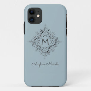 Elegant Monogrammed classic blue Case-Mate iPhone 11 Case