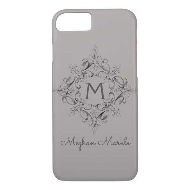Elegant Monogrammed classic grey Case-Mate iPhone Case (Back)