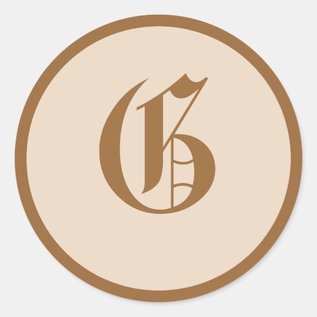 Elegant Monogrammed Classic Round Sticker (Front)