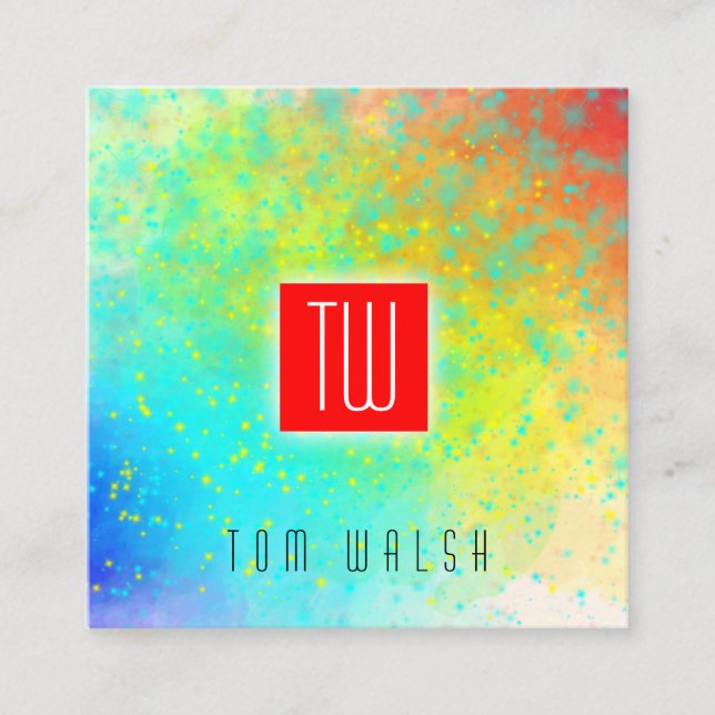 Elegant Monogrammed Colourful Card (Front)