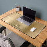 Elegant Monogrammed Faux Gold Brushed Metallic Desk Mat<br><div class="desc">Custom Elegant Monogrammed Faux Gold Brushed Metallic Desk Mat.</div>