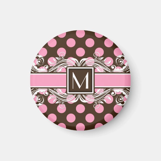 Elegant Monogrammed Geometric Dot Pattern Magnet (Front)