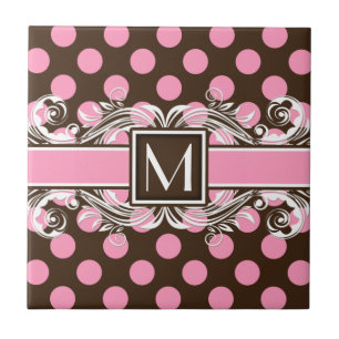 Elegant Monogrammed Geometric Dot Pattern Tile