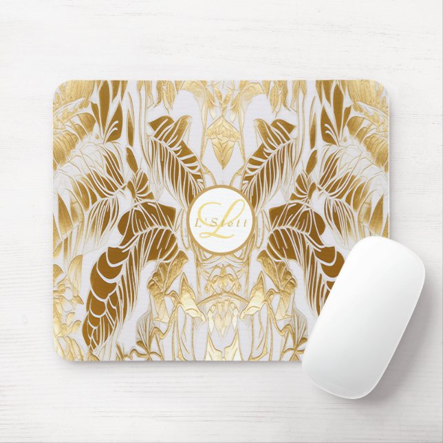 Elegant Monogrammed Gilded Aura Mousepad (With Mouse)