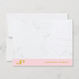 Elegant Monogrammed Gold Blush Pink Marble Simple Card
