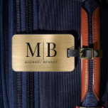 Elegant Monogrammed Gold Brushed Metallic Luggage Tag<br><div class="desc">Elegant Monogrammed Gold Brushed Metallic Luggage Tag</div>