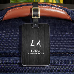 Elegant Monogrammed Gold Brushed Metallic Luggage  Tag