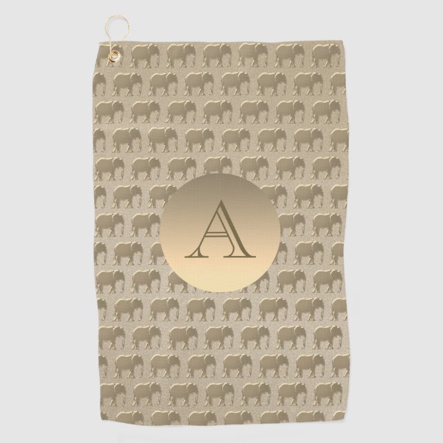 Elegant Monogrammed Gold Golf Towel (Front)