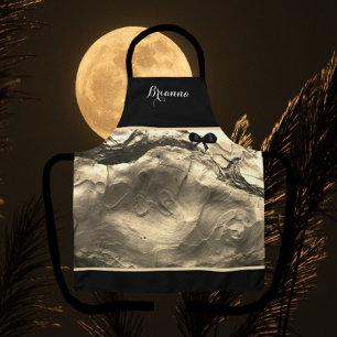 Elegant Monogrammed Gold Grey Marbled Apron 