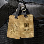 Elegant Monogrammed Gold Liquid Ink Texture Luggage Tag<br><div class="desc">Personalised Elegant Monogrammed Silver Grey Liquid Ink Texture Luggage Tag.</div>