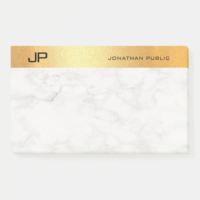 Elegant Monogrammed Gold Marble Simple Template Post-it Notes (Front)