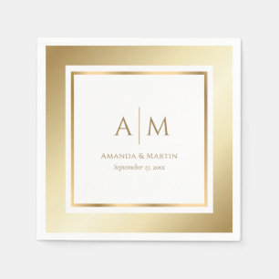 Elegant Monogrammed Gold Wedding Paper Napkins