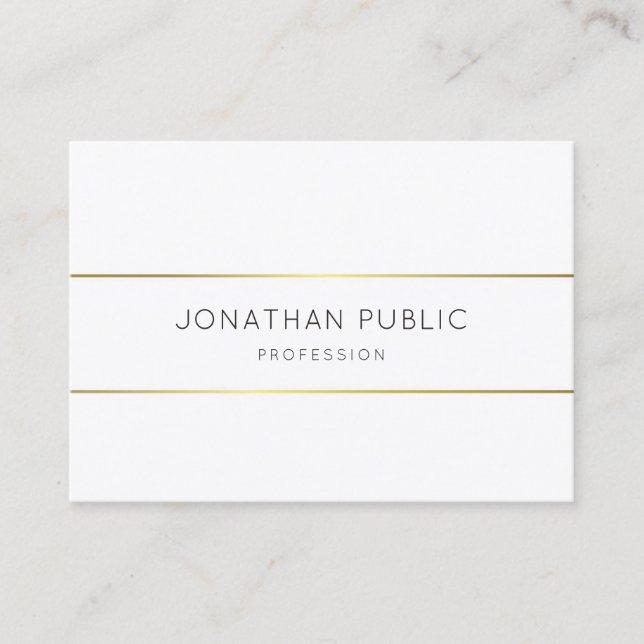 Elegant Monogrammed Gold White Template Modern Business Card (Front)