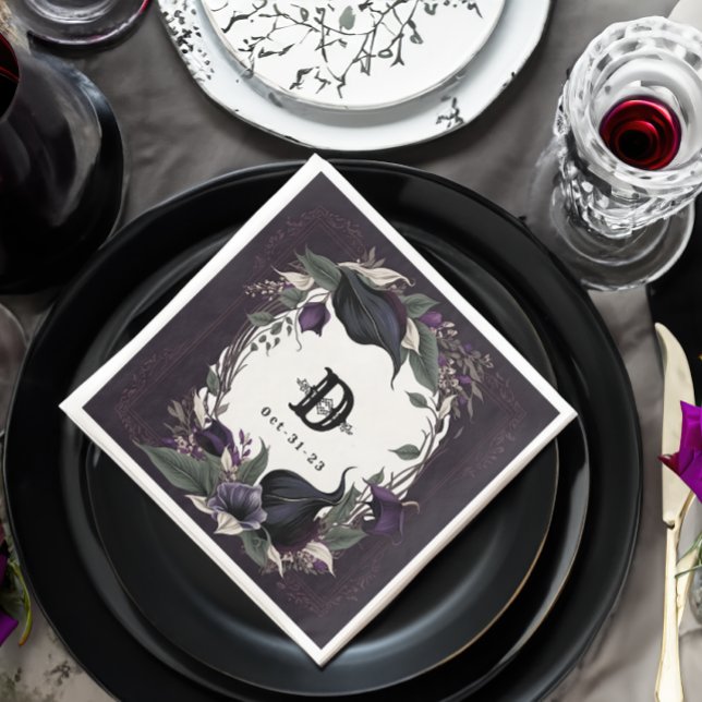 Elegant Monogrammed Gothic Wedding Napkin (Creator Uploaded)