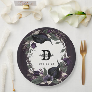 Elegant Monogrammed Gothic Wedding Paper Plate