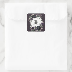 Elegant Monogrammed Gothic Wedding Square Sticker
