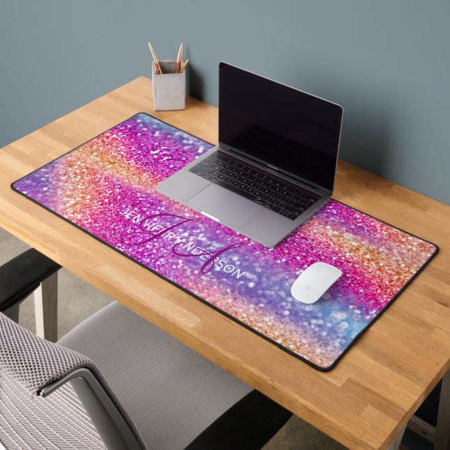 Elegant Monogrammed initial Colourful Glit Desk Ma Mat (Office 2)