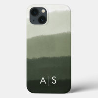 Elegant Monogrammed Initials Jungle Green Ombre