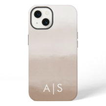 Elegant Monogrammed Initials Mushroom Brown Ombre