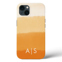 Elegant Monogrammed Initials Pumpkin Orange Ombre