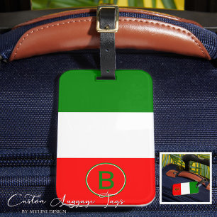 Elegant Monogrammed Italian Flag Luggage Tag