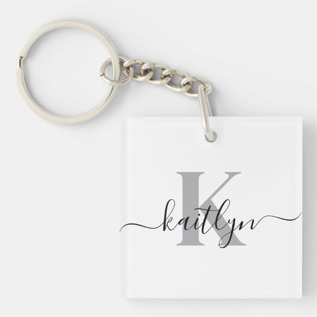 Elegant Monogrammed Key Ring (Front)