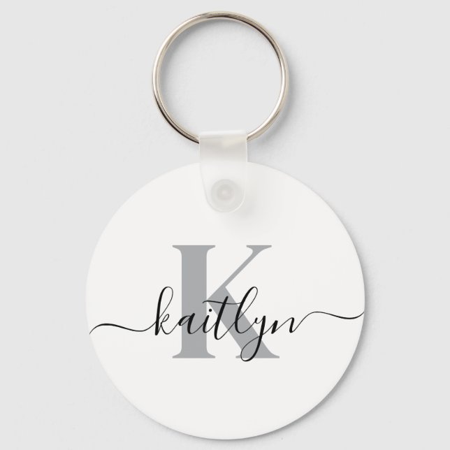 Elegant Monogrammed Key Ring (Front)