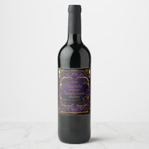 Elegant Monogrammed Love Spell Gothic Wedding Wine Label