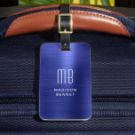Elegant Monogrammed Navy Blue Brushed Metallic Luggage Tag<br><div class="desc">Elegant Monogrammed Navy Blue Brushed Metallic Luggage Tag.</div>