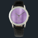 Elegant Monogrammed Purple Brushed Metallic Watch<br><div class="desc">Personalised Elegant Monogrammed Purple Brushed Metallic Watch.</div>