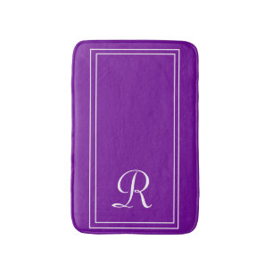 Elegant Monogrammed Purple Personalised Bath Mat