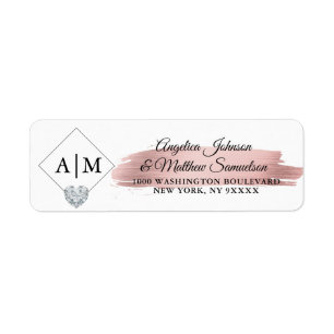 Elegant Monogrammed Rose Gold Foil Heart Wedding