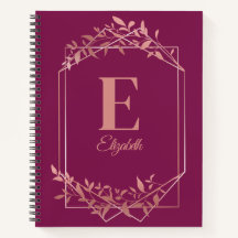 Elegant monogrammed rose gold frame leaves pink