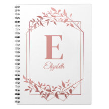 Elegant monogrammed rose gold frame leaves white