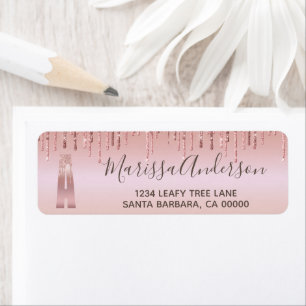 Elegant Monogrammed Rose Gold Glitter Girly