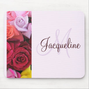 Elegant Monogrammed Rose Women's Mouse Pad