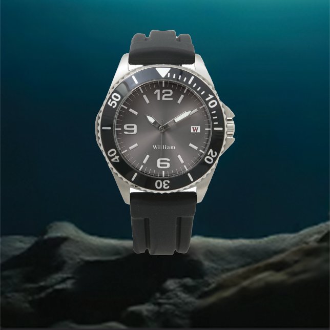 Elegant Monogrammed Silver Brushed Metallic Watch (Creator Uploaded)