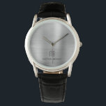 Elegant Monogrammed Silver Grey Brushed Metallic Watch<br><div class="desc">Personalised Elegant Monogrammed Silver Grey Brushed Metallic Watch.</div>