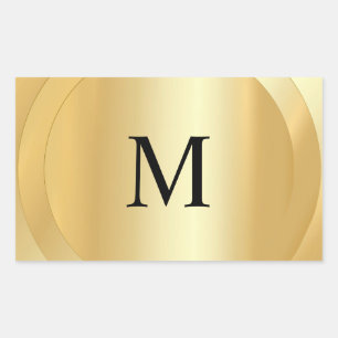 Elegant Monogrammed Template Custom Faux Gold Rectangular Sticker