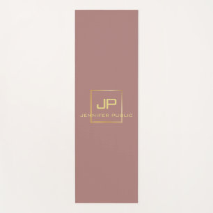 Elegant Monogrammed Template Gold Look Fitness Yoga Mat
