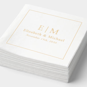 Elegant Monogrammed Typography Script Wedding Gold Foil Napkins