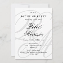 Elegant Monogrammed w/ QR code Bacherlor Party