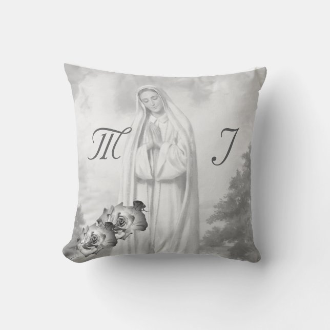 Elegant Monogrammed with Name  Rose Throw Pillow (Front)