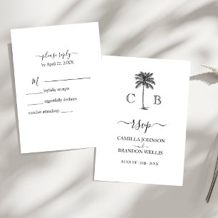 Elegant Monograms Palm Beach Wedding RSVP Card