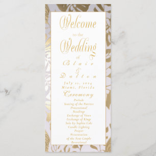 Elegant Monstera Gilded Gold Wedding Programme
