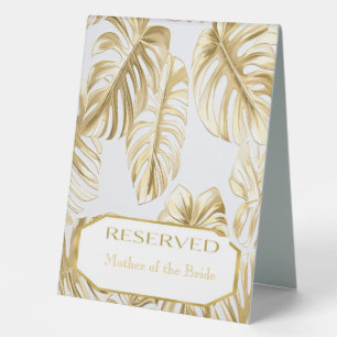 Elegant Monstera Gold Wedding Placement Card