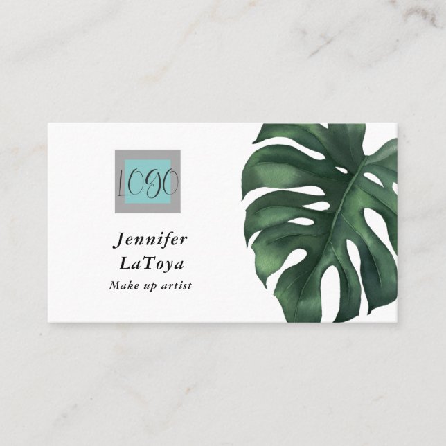 Elegant Monstera Logo  Business Card (Front)