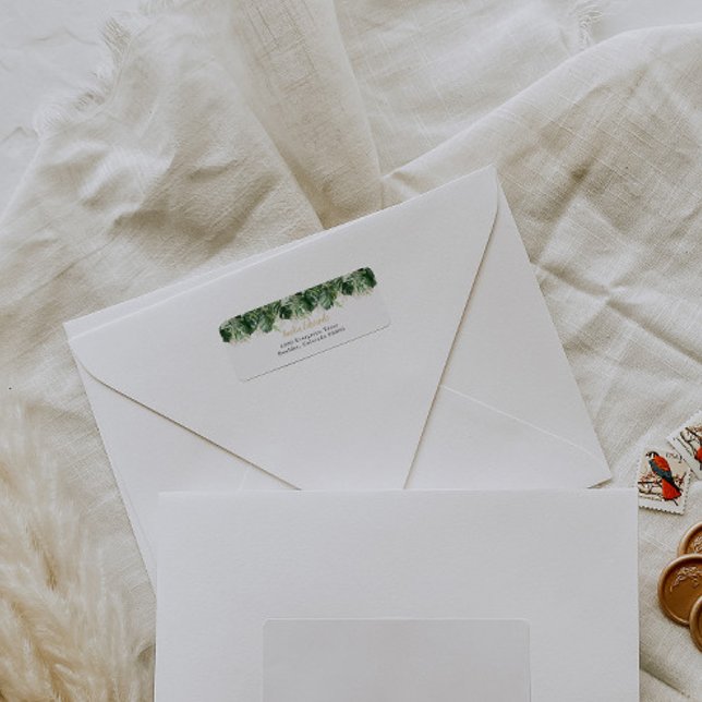 Elegant Monstera Return Address Label (Creator Uploaded)